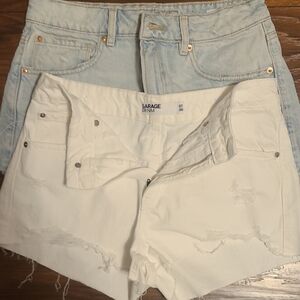 Garage Women's Light Blue and White Jean Shorts